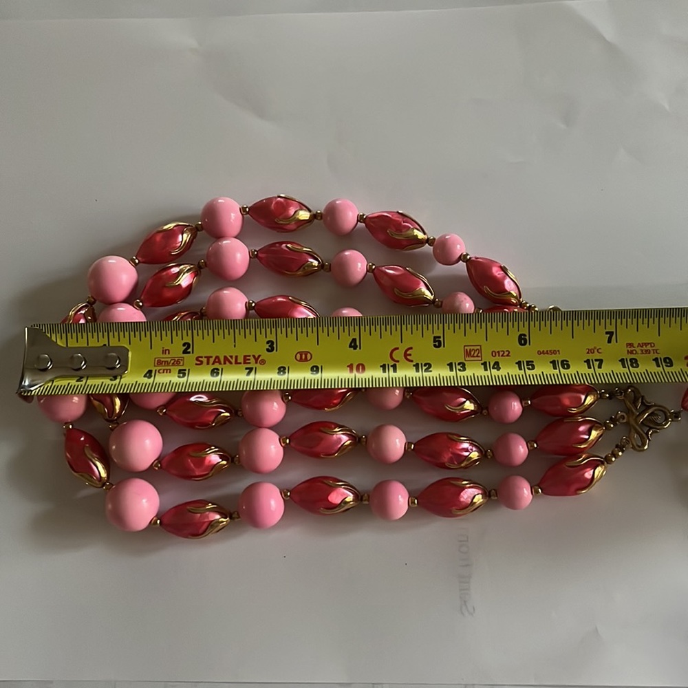 Choker Multi Strand Vintage 1950s with Round  Oblong Beads & Gold Tone Hardware - Picture 14 of 15
